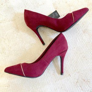 Suede burgundy high heels - Size US 3.5/ EU 35